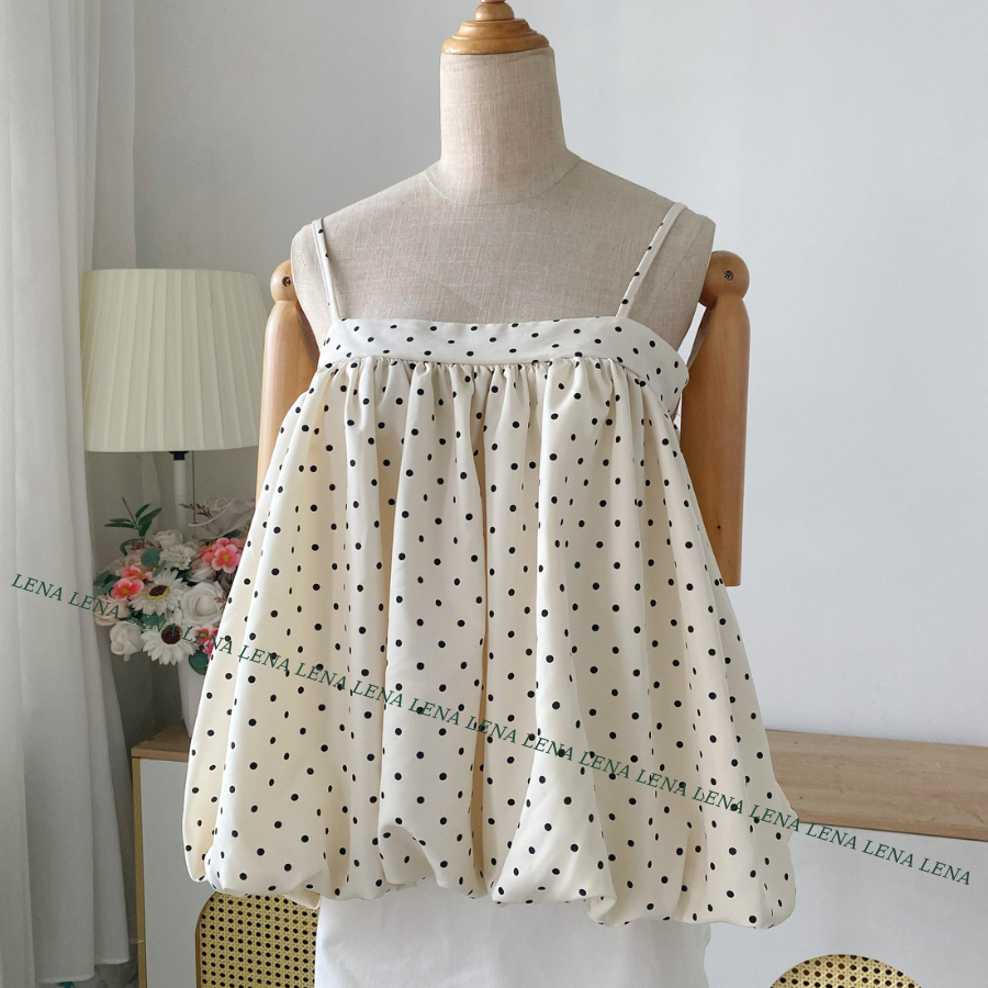 Có BIGSIZE. Áo bí 2 dây babydoll basic dáng rộng may 2 lớp mịn mát, dây áo điều chỉnh được LENA 3148 | BigBuy360 - bigbuy360.vn