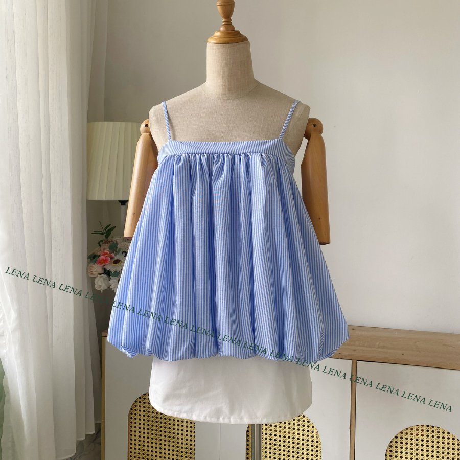 Có BIGSIZE. Áo bí 2 dây babydoll basic dáng rộng may 2 lớp mịn mát, dây áo điều chỉnh được LENA 3148 | BigBuy360 - bigbuy360.vn
