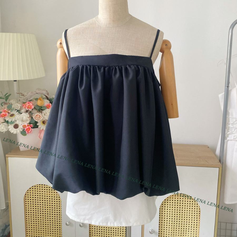 Có BIGSIZE. Áo bí 2 dây babydoll basic dáng rộng may 2 lớp mịn mát, dây áo điều chỉnh được LENA 3148 | BigBuy360 - bigbuy360.vn