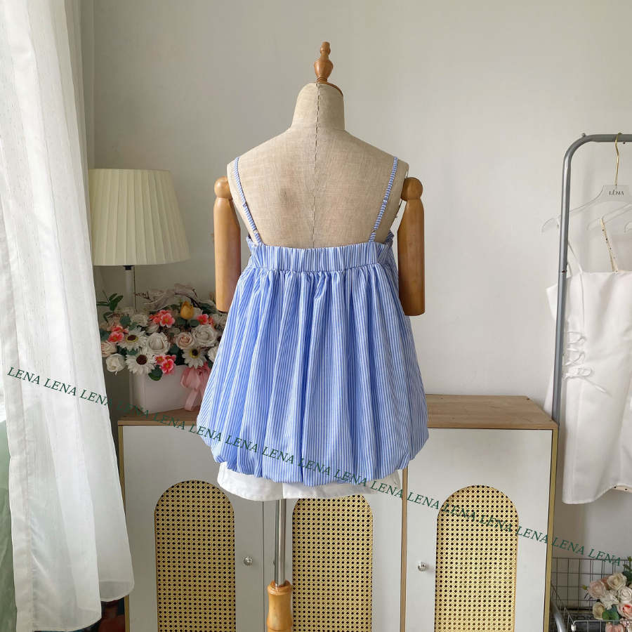 Có BIGSIZE. Áo bí 2 dây babydoll basic dáng rộng may 2 lớp mịn mát, dây áo điều chỉnh được LENA 3148 | BigBuy360 - bigbuy360.vn