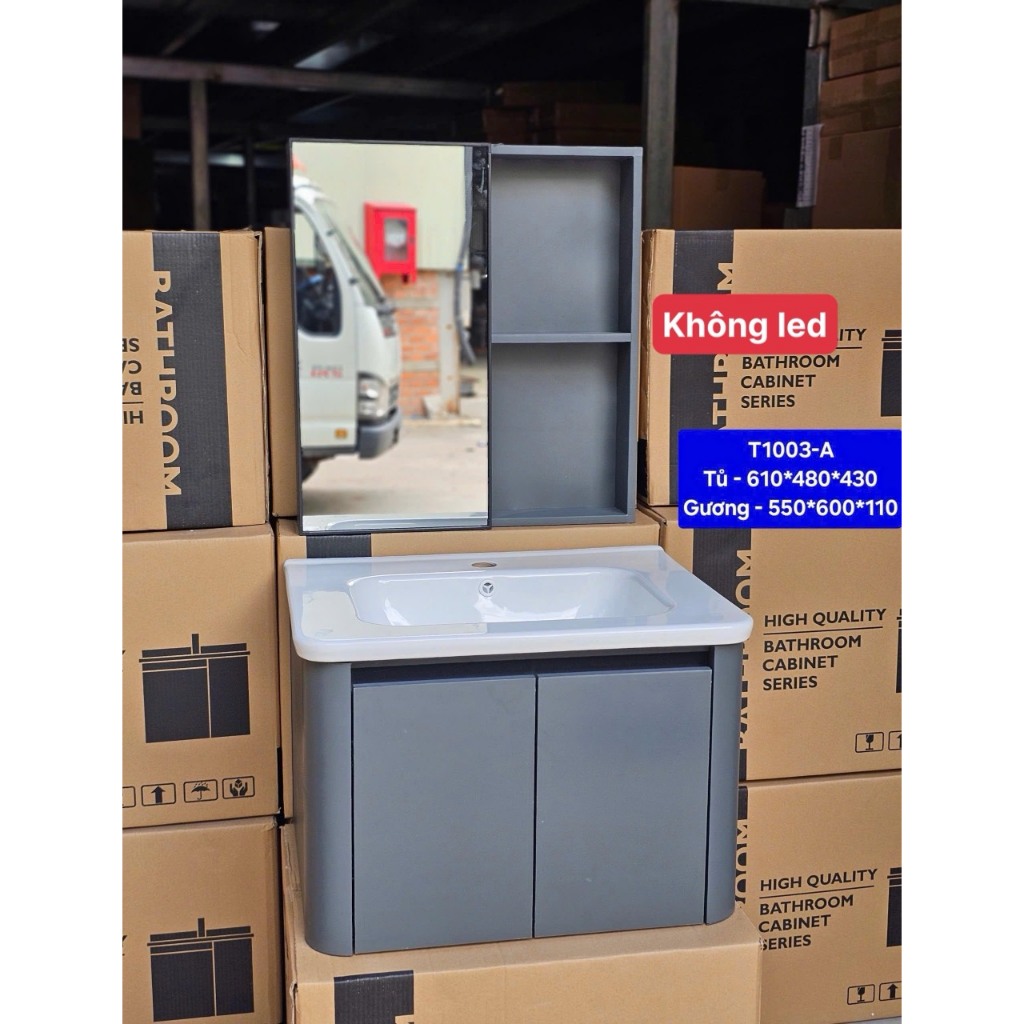 Combo tủ gương led và  lavabo rửa mặt sứ và tủ lavabo dưới TỦ KHUNG NHÔM, CÁNH NHỰA