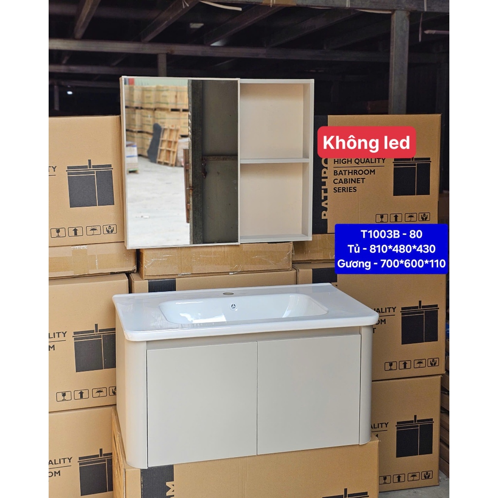 Combo tủ gương led và  lavabo rửa mặt sứ và tủ lavabo dưới TỦ KHUNG NHÔM, CÁNH NHỰA