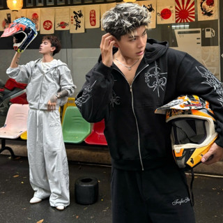  Áo khoác zip  Quần dài ống cong  set bộ nỉ cua Ink Style Streetwear chất dày dáng BOXY Fafic Studio Unisex nam nữ 