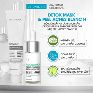 Combo kiềm dầu, giảm mụn đầu đen, mụn ẩn, mụn viêm :Mặt Nạ kiềm dầu DetoxMask Thải Độc + Serum Peel Acnes Blanc H 20ml