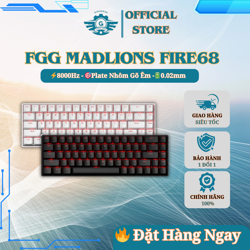  ⚡ MADLIONS FIRE68 - Bàn Phím Cơ Magnetic HE 65% | Rapid Trigger 0.01 mm | Gasket-Mount | PBT Keycaps 