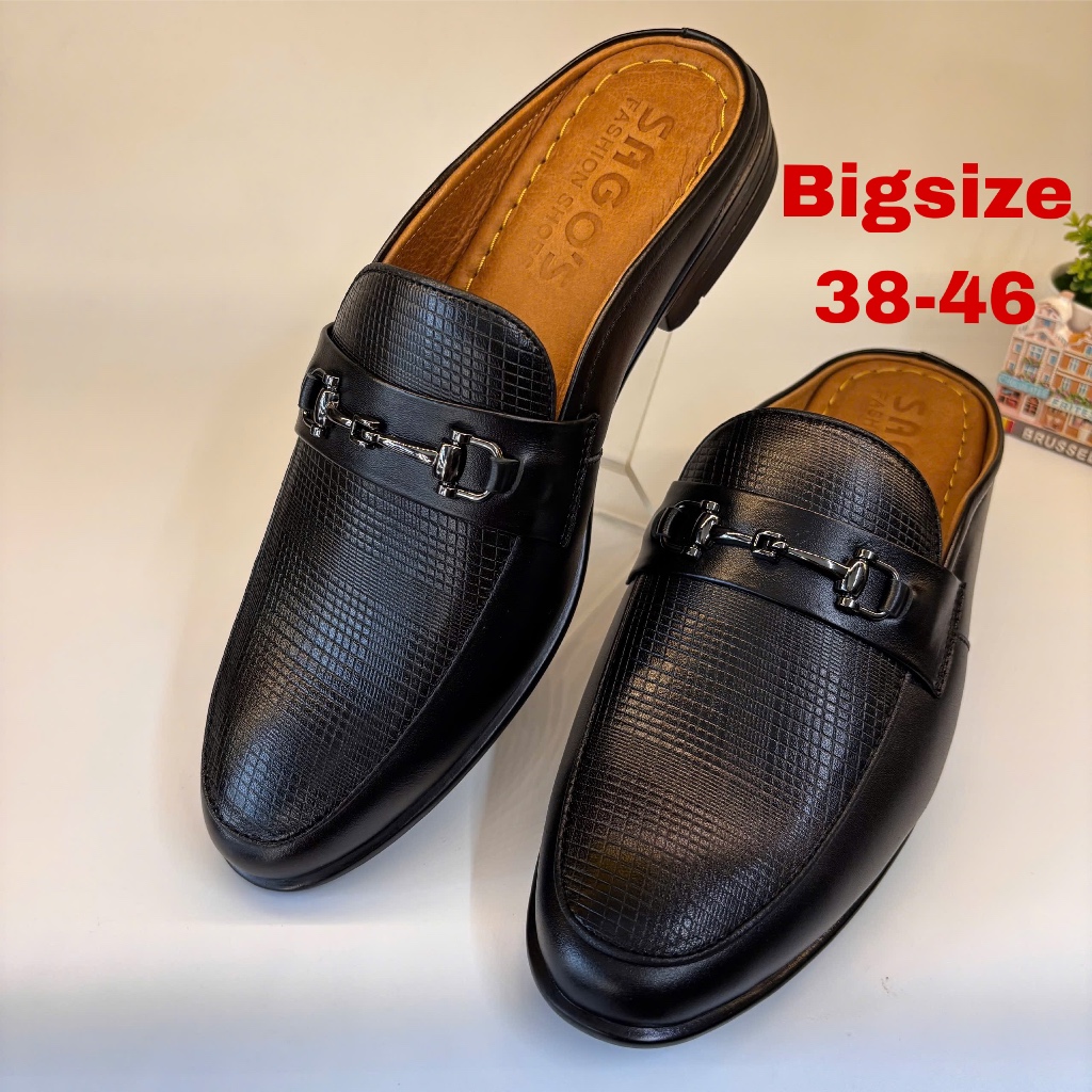 Giày Sục Nam bigsize 38-45 sục nam SB65 Giày Hở Gót Nam Da Bò thật Mềm Êm Chân Giày SAGO’S