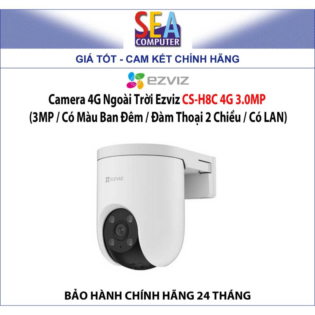 Camera 4G Ngoài Trời Ezviz CS-H8C 4G 3.0MP  (3MP / Có Màu Ban Đêm / Đàm Thoại 2 Chiều / Có LAN)