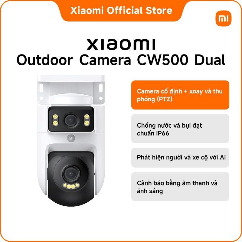Xiaomi Outdoor Camera CW500 Dual | Camera cố định + xoay và thu phóng (PTZ) | Chống nước và bụi đạt 