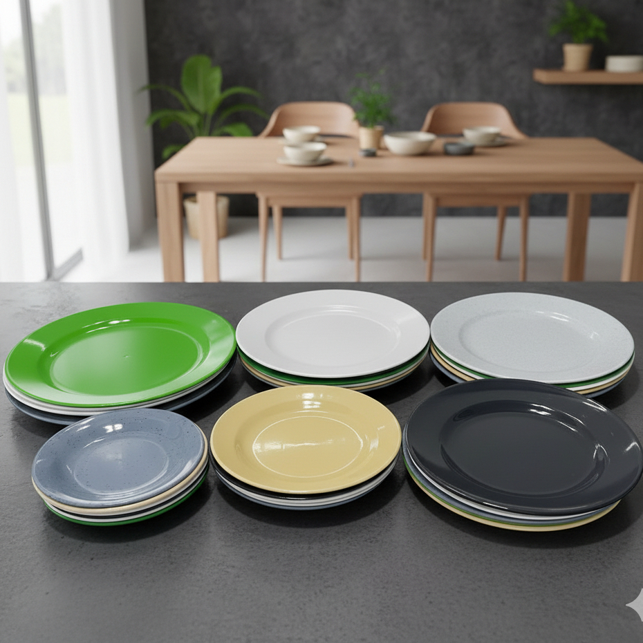 Combo 10 Đĩa nhựa cạn melamine -đĩa nhựa cạn cho quán nhậu kích thước 15 - 18 - 20 - 22 - 25 cm