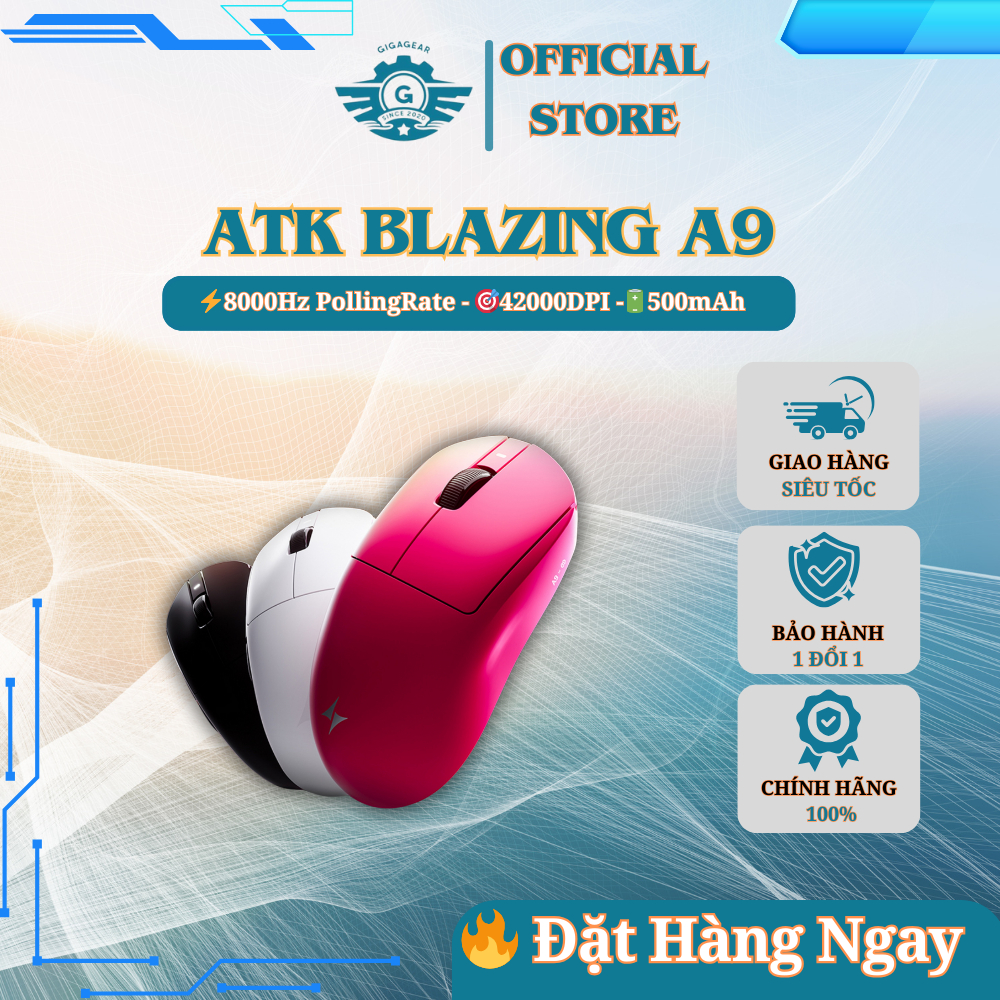 ⚡[ Hot] Chuột Gaming Không Dây ATK Dragonfly A9 Ultra – 42000 DPI, 8KHz, Siêu Nhẹ 53g, Paw3395Ultra