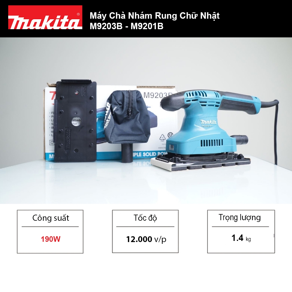 Máy Chà Nhám Rung Chữ Nhật Makita M9203B / M9201B (Công suất: 190W)