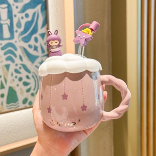  Ly cốc gốm sứ hình kèm nắp và ống hút có hộp làm quà tặng ý nghĩa ngộ nghĩnh 