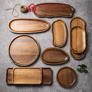  Khay Gỗ Keo NHÀ MỘC DECOR Màu Óc Chó Sang Trọng Dùng Để Ăn Uống Decor Phù Hợp Cho Nhà Hàng Cafe vv. 