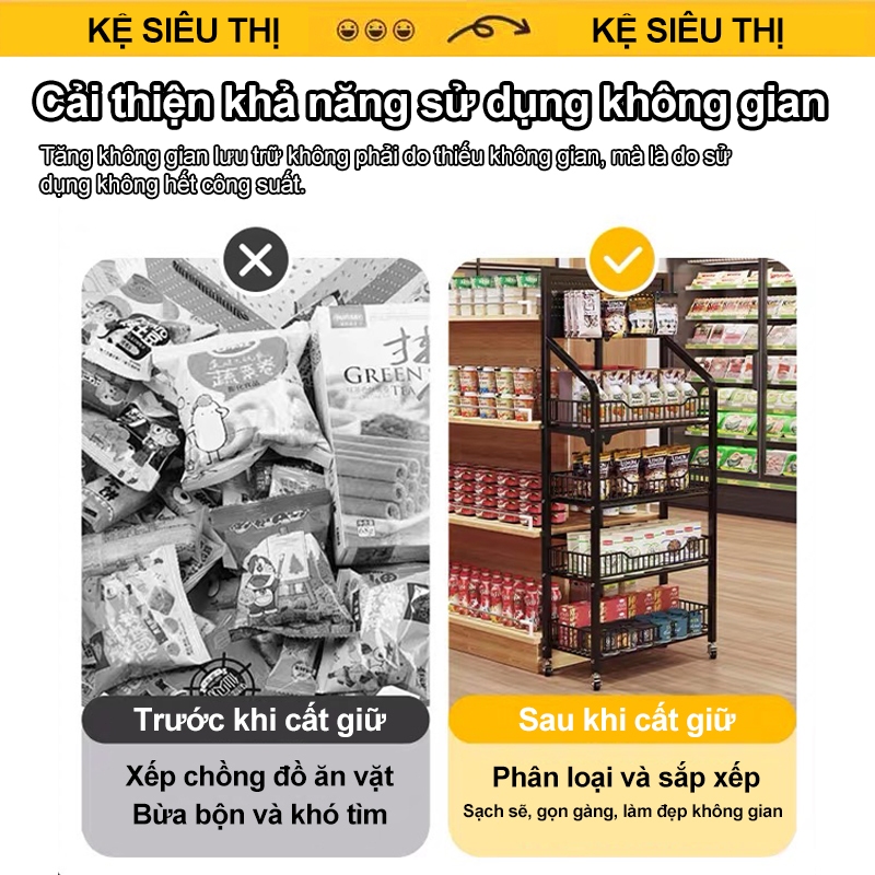 BMZAR Kệ để hàng tạp hoá có bánh xe Kệ sắt 5 tầng Kệ siêu thị đựng đồ [Bồi thường 100% thiệt hại] | BigBuy360 - bigbuy360.vn