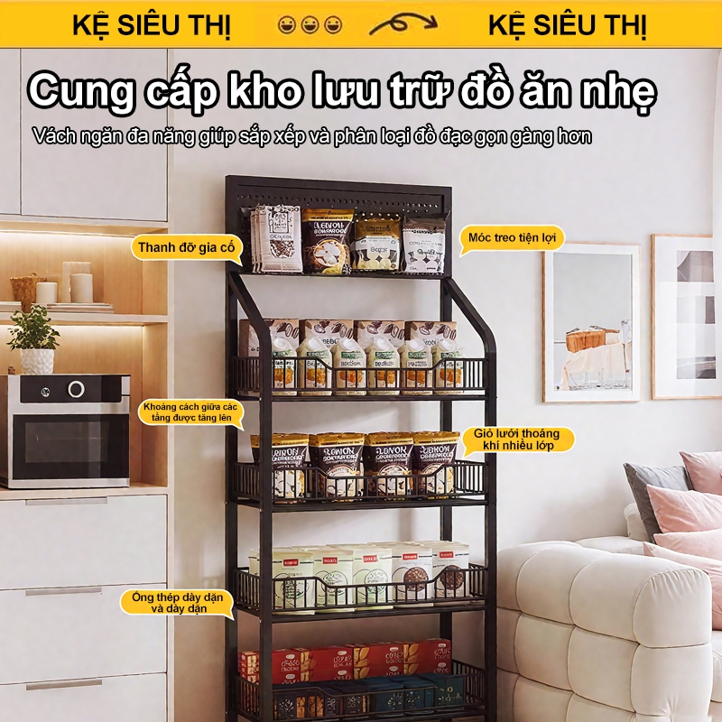 BMZAR Kệ để hàng tạp hoá có bánh xe Kệ sắt 5 tầng Kệ siêu thị đựng đồ [Bồi thường 100% thiệt hại] | BigBuy360 - bigbuy360.vn