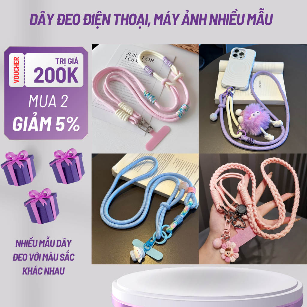 Dây Đeo Máy Ảnh, Điện Thoại Đa Năng Kèm Charm Kiti, Đeo Chéo, Đeo Ngực, Phụ Kiện Dây Đeo Điện Thoại