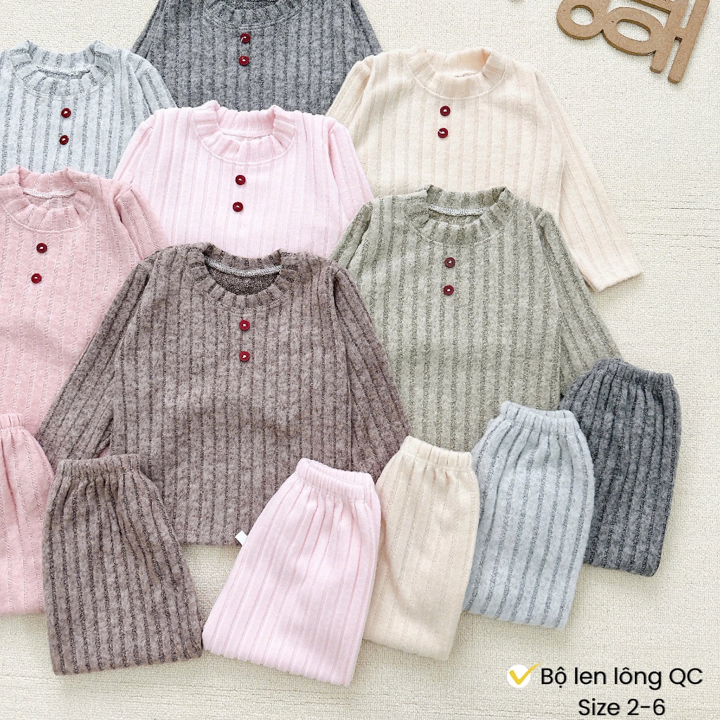 [ Hàng đẹp ] COMBO 2-3-5 Bộ quần áo dài tăm lông vải QC mềm min cho bé 5-15kg