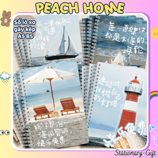 {SALE XUYÊN TẾT🧧} SỔ LÒ XO Kép size A5 B5 120 Trang Kẻ Ngang Họa Tiết Đại Dương Chill /Tập Vở Ghi Chép 200 Peach home Rẻ