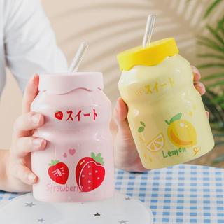  Bộ Ly Uống Nước Hình Sữa Chua Ngộ Nghĩnh - Quà Tặng ly cốc sứ uống nước 400 ml Dễ Thương 