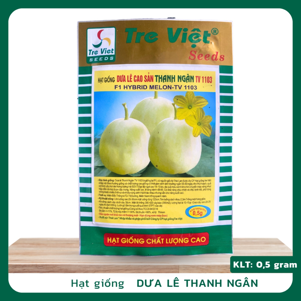 Hạt giống Dưa Lê 0.5 gram, Hạt giống dưa lê cao sản Thanh Ngân Tre Việt, Hạt giống dưa lê sai trái