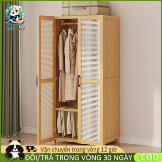 【Bảo hành trọn đời Tủ quần áo gỗ tự nhiên Tủ quần áo gỗ thông minh đa năng Công suất lớn Dễ Lắp Ráp Tủ quần áo
