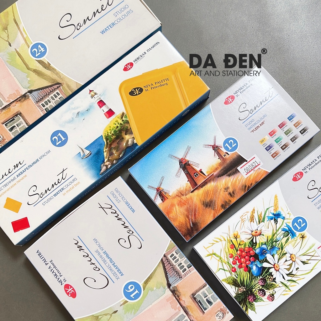 [DA ĐEN - QUẬN 3] Màu Nước Nga Sonnet 12|24 Màu