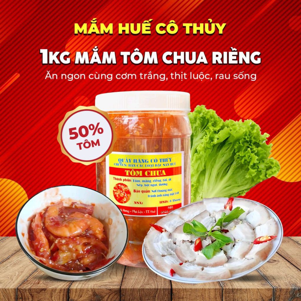 Mắm Tôm Chua Huế Cô Thuỷ Hũ 1kg – Tôm Nhiều Đậm Đà – Chua Cay Ngon – Đặc Sản Huế Chính Gốc