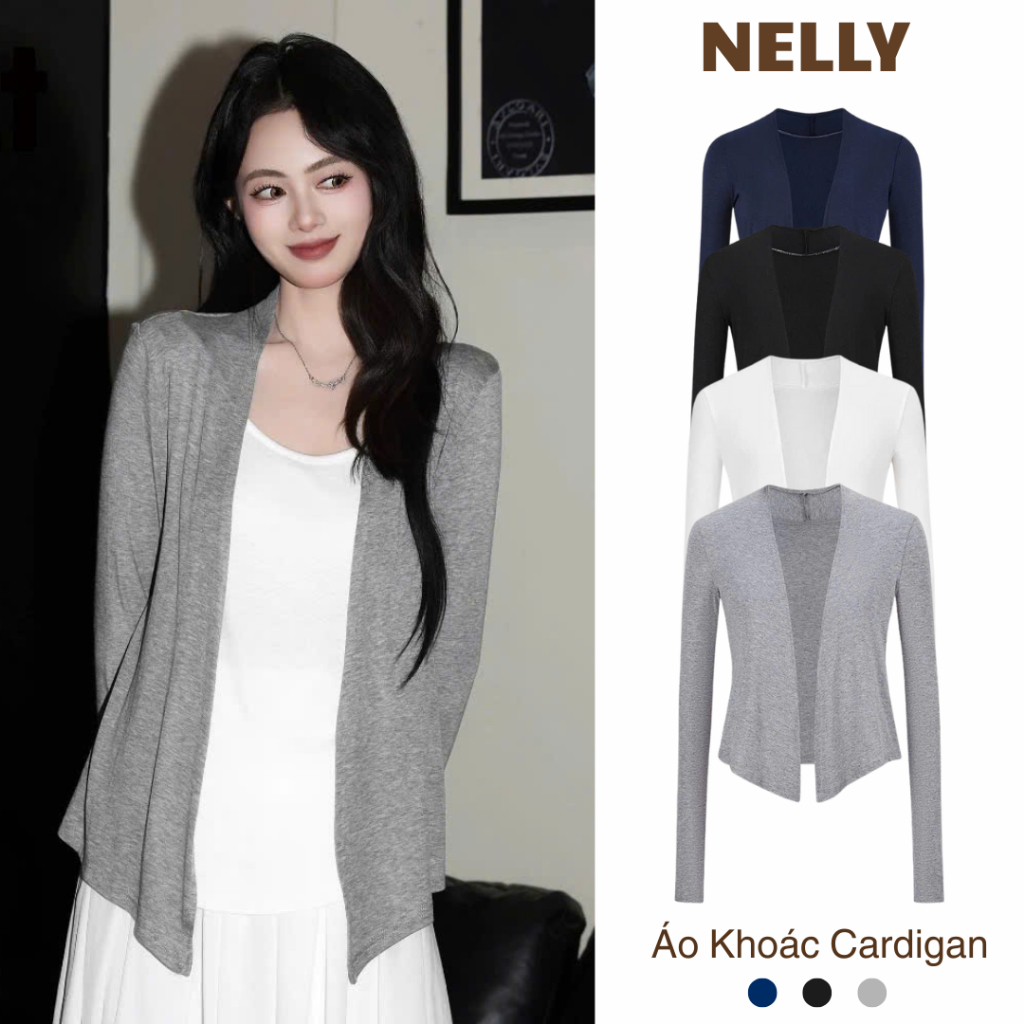 Áo Khoác Cardigan Dáng Dài cotton lông mịn Justdun