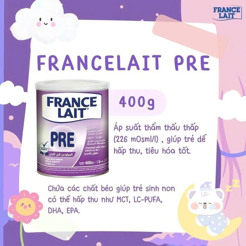 SỮA FRANCE LAIT FRE DINH DƯỠNG CHO TRẺ SINH NON THIẾU THÁNG