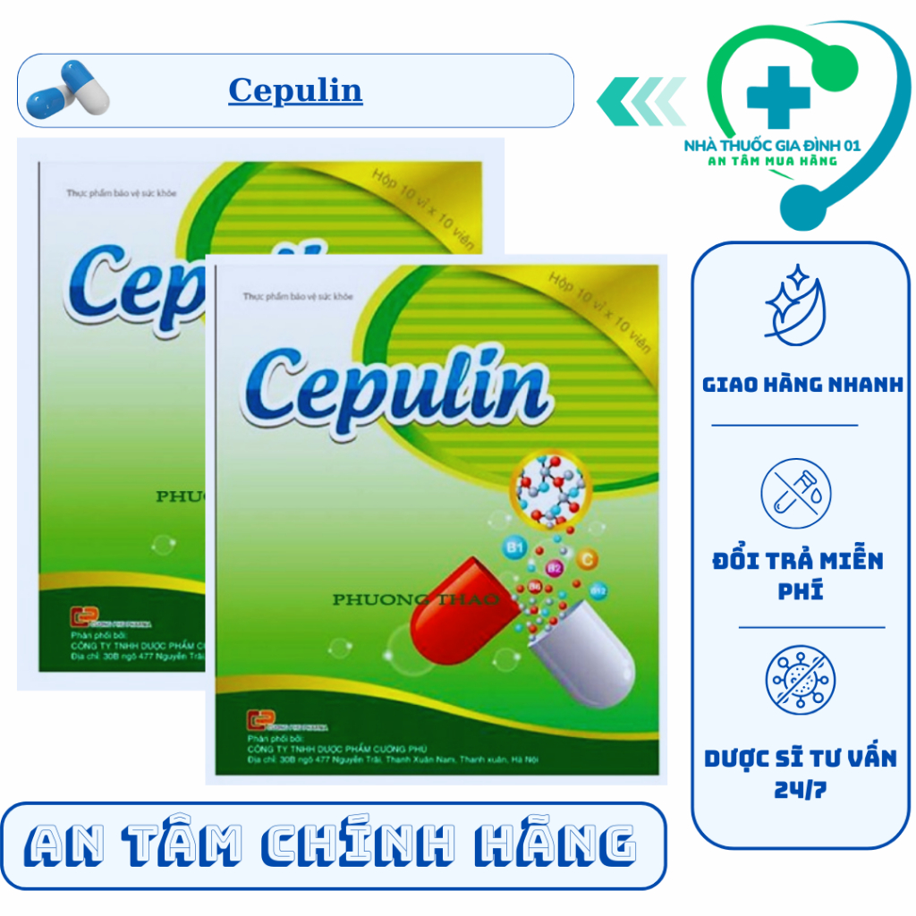 [CHÍNH HÃNG] Viên Uống Cepulin - Thymomodulin (Hộp 10 vỉ x 10 viên) Hỗ trợ tăng cường sức đề kháng