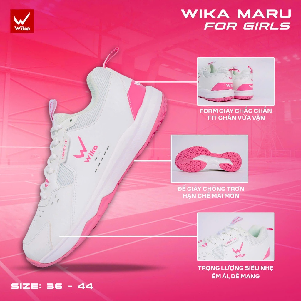 Giày pickleball cầu lông Wika Maru chính hãng cao cấp bản mới nhất nam nữ tập luyện cao su bám sân