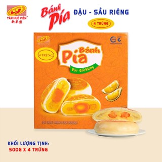  Bánh pía đậu xanh sầu riêng 500g  4 trứng  Tân Huê Viên 