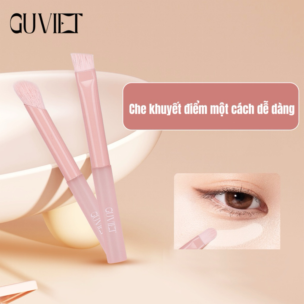 Bộ cọ trang điểm cá nhân GUVIET kích cỡ mini màu Hồng nude gồm 10 cọ kèm theo túi đựng | BigBuy360 - bigbuy360.vn