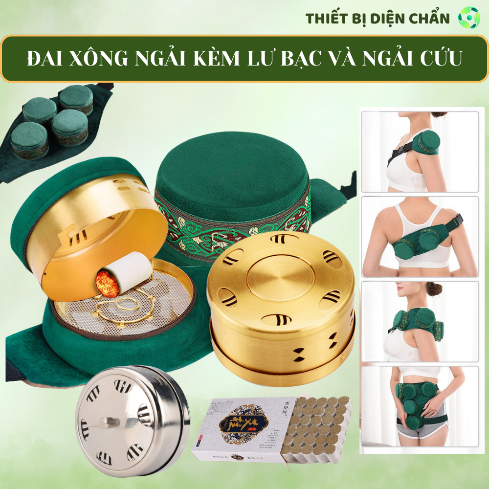 Đai Xông Ngải Cứu Kèm Lư Bạc Và 54 Viên Ngải Đoạn - Đai Chườm Ấm Cứu Ngải Diện Chẩn