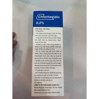 DUNG DỊCH SÚC MIỆNG CHLORHEXIDINE 0.2%