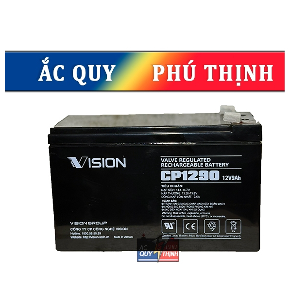 Ắc quy lưu điện Vision 12V - 9Ah CP1290, ắc quy cho UPS