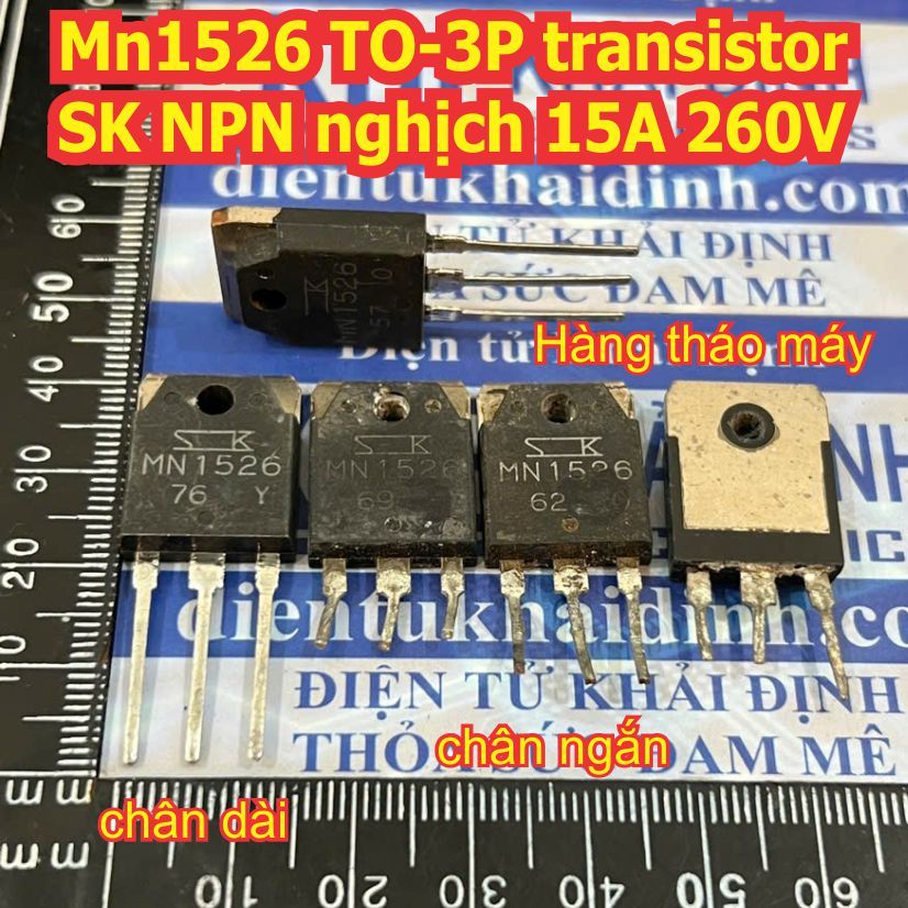 MP1526 MN1526 TO-3P transistor SK PNP thuận, NPN nghịch 15A 260V mới, tháo máy kde0116