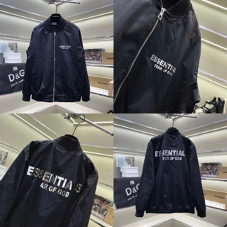 Áo khoác bomber gió nam nữ PB in chữ Essentials cao su tráng bạc nổi hai mặt basic boy phố AK252P