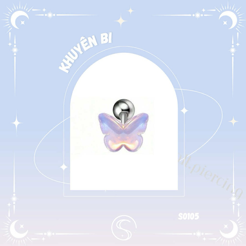 [1 chiếc - nhiều màu] Khuyên tai/bông tai bướm hiệu ứng đá  gardient / Upper Helix Earring 105