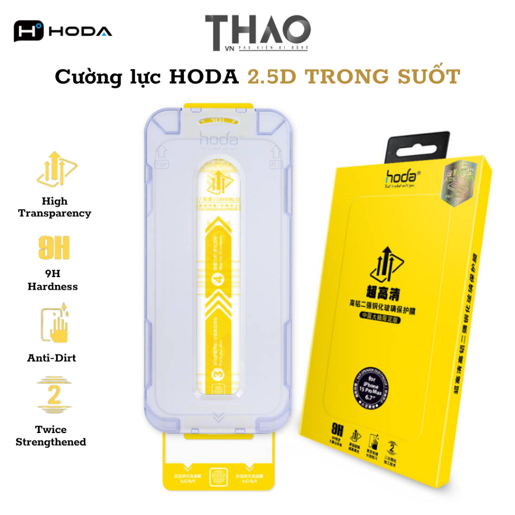 Cường lực trong suốt HODA 2.5D dành cho iP, bảo vệ màn hình tránh va đập