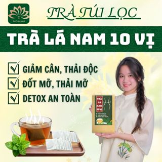  Trà lá nam 10 vị - Tuệ Quang - Hỗ trợ giảm cân thải mỡ không tích nước làm đẹp da - Hộp 50 lọc 