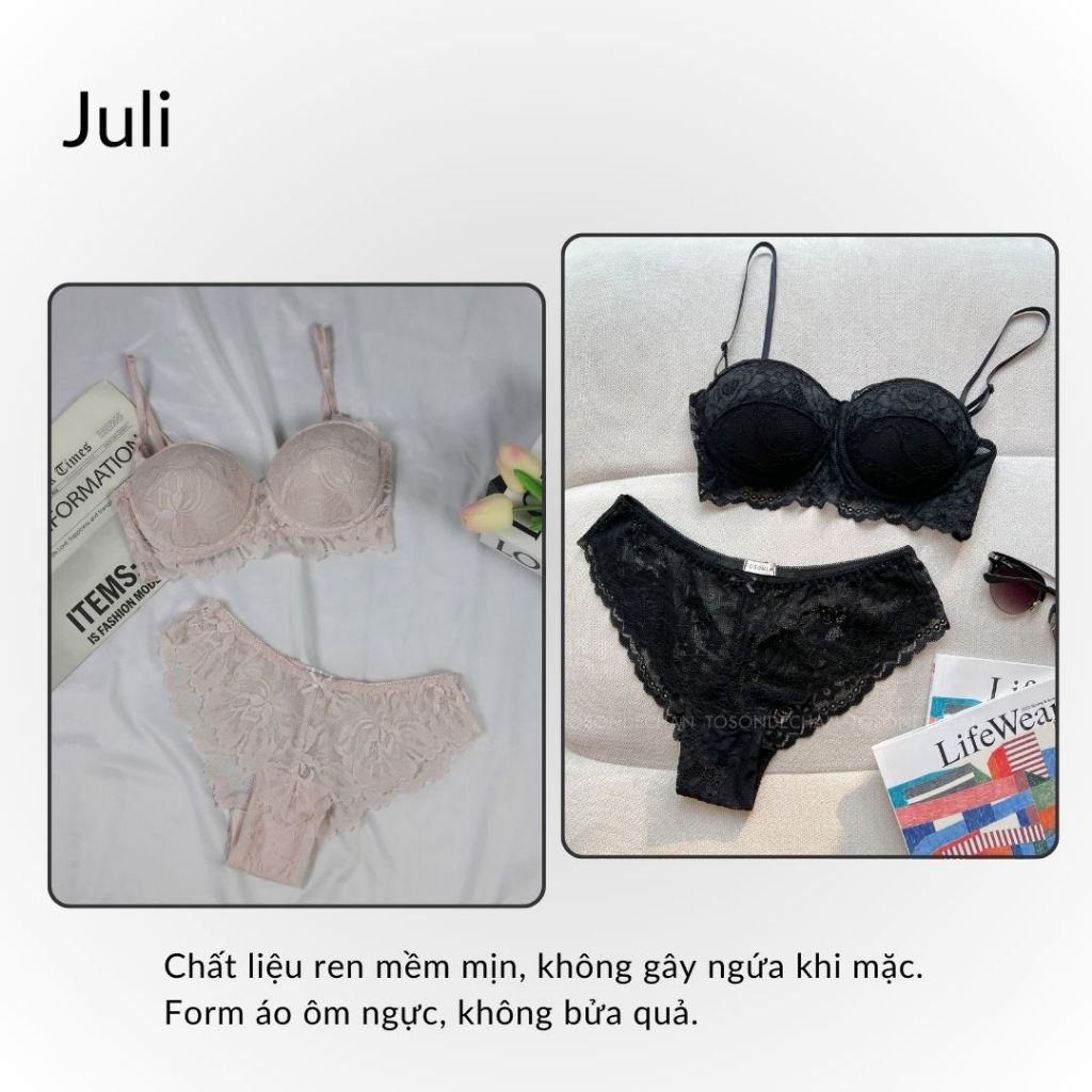 Bộ Đồ Lót Juli Áo Quây Chống Tuột Có Gọng, Mút Liền (Hình Thật - Che Tên Sản Phẩm) | BigBuy360 - bigbuy360.vn