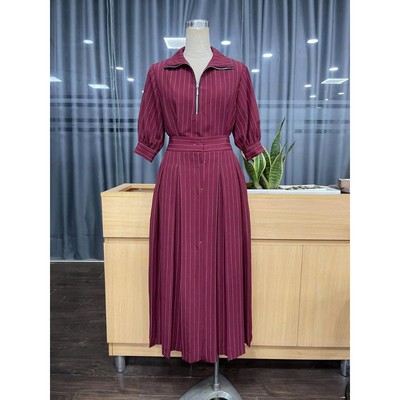 Set Áo Sơ Mi Khóa Kéo Mix Váy Dài MY WAY Noble Duchess Kẻ Sọc Công Sở Cao Cấp 1MAB02806 1MCXB2807