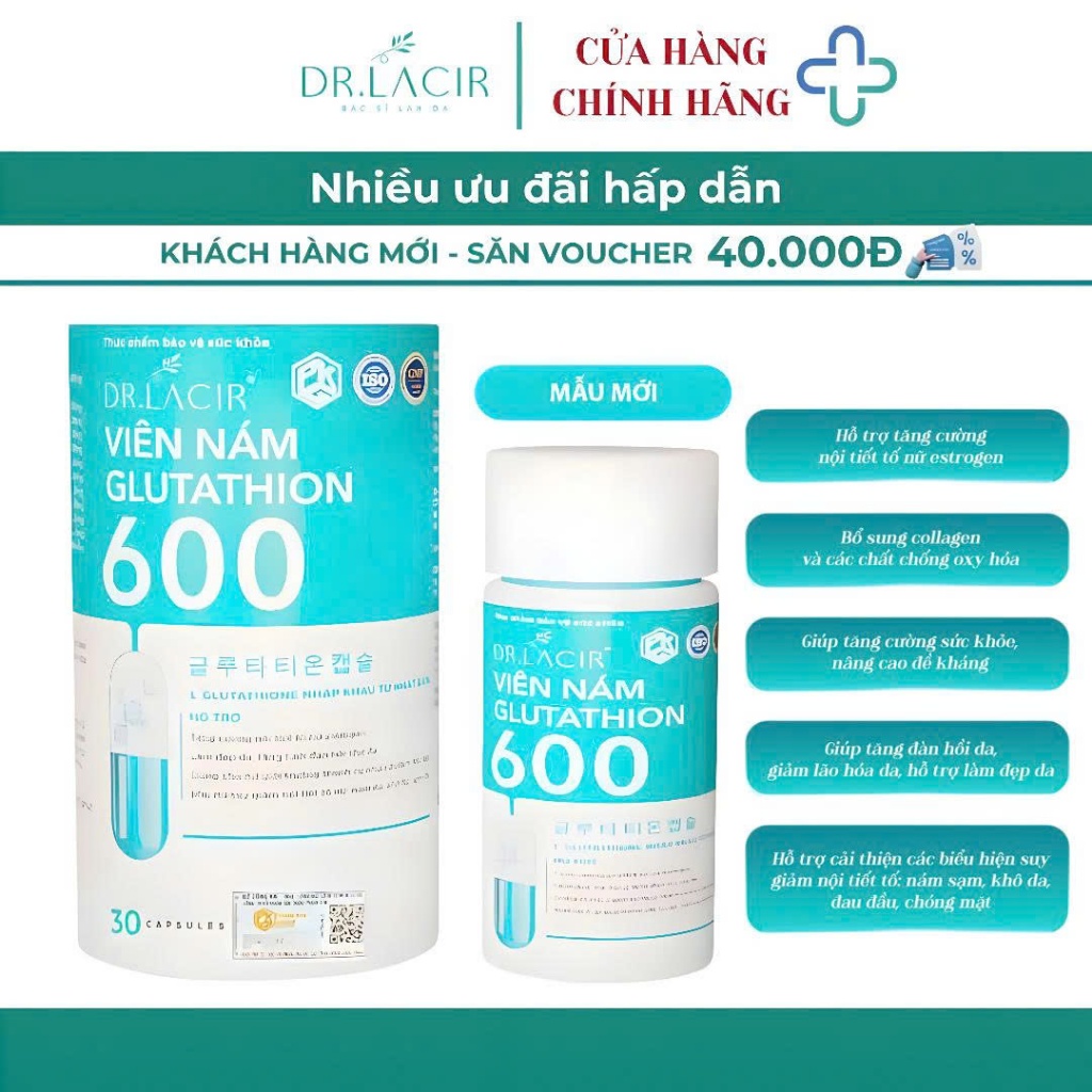 Viên Nám Glutathione Dr Lacir Phiên Bản Mới Chính Hãng - Viên trắng da Dr Lacir