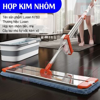 Cây lau nhà tự vắt Lusen KN50, chổi lau nhà công nghiệp, bộ lau nhà tách nước bẩn thông minh