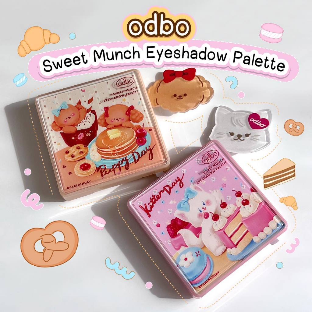 [ODBO] Bảng Phấn Mắt 9 Ô Odbo Kitten Day & Puppy Day Mèo & Cún Con Tặng Kèm Kẹp Tóc Sweet Munch 9g