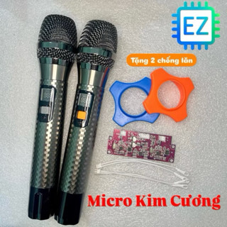 Bộ Micro kim cương uhf cao cấp vỏ kim loại chuyên dành cho loa kéo, loa xách tay, loa di động tặng kèm vòng chống lăn