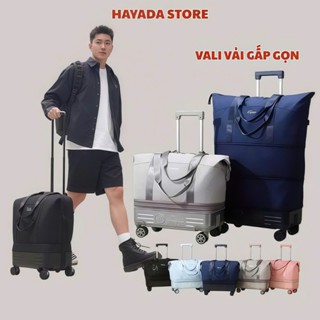 Túi du lịch 3 tầng gấp gọn DUFANXI có cần kéo, vali vải đựng quần áo hành lí có bánh xe kéo chống thấm nước