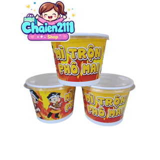  100Cái Tô giấy 20oz 600ml  Kèm Nắp Có In Hình Mì Cay 