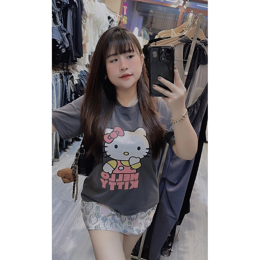 Set Áo Kitty Xám + Chân Váy Kitty